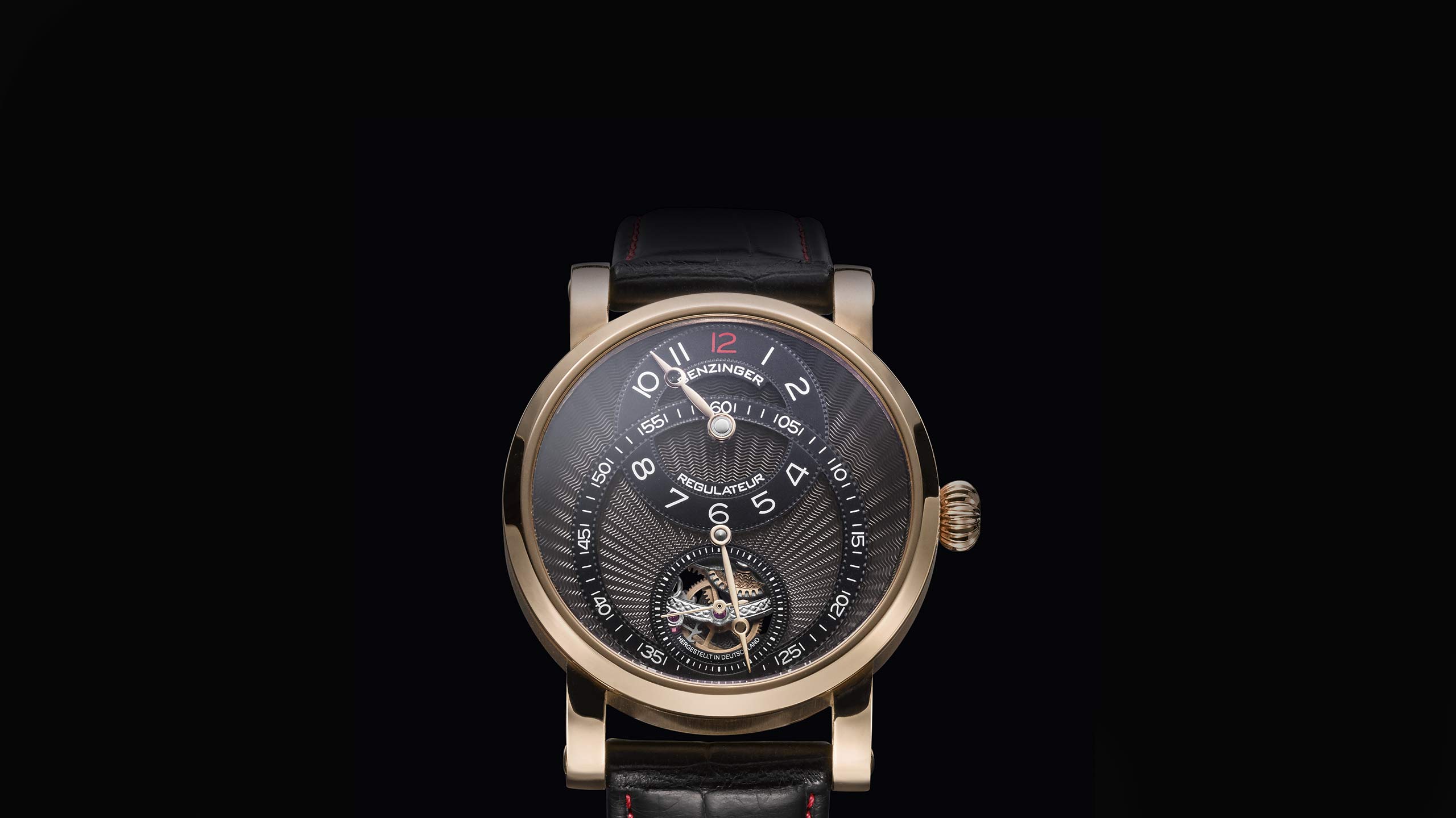 Benzinger Uhr Regulateur Gold Black 2021 Frontal